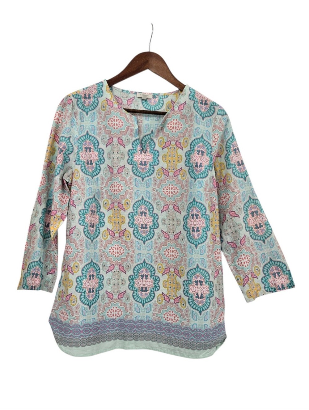 Talbots Moroccan Medallion Split-Neck Tunic